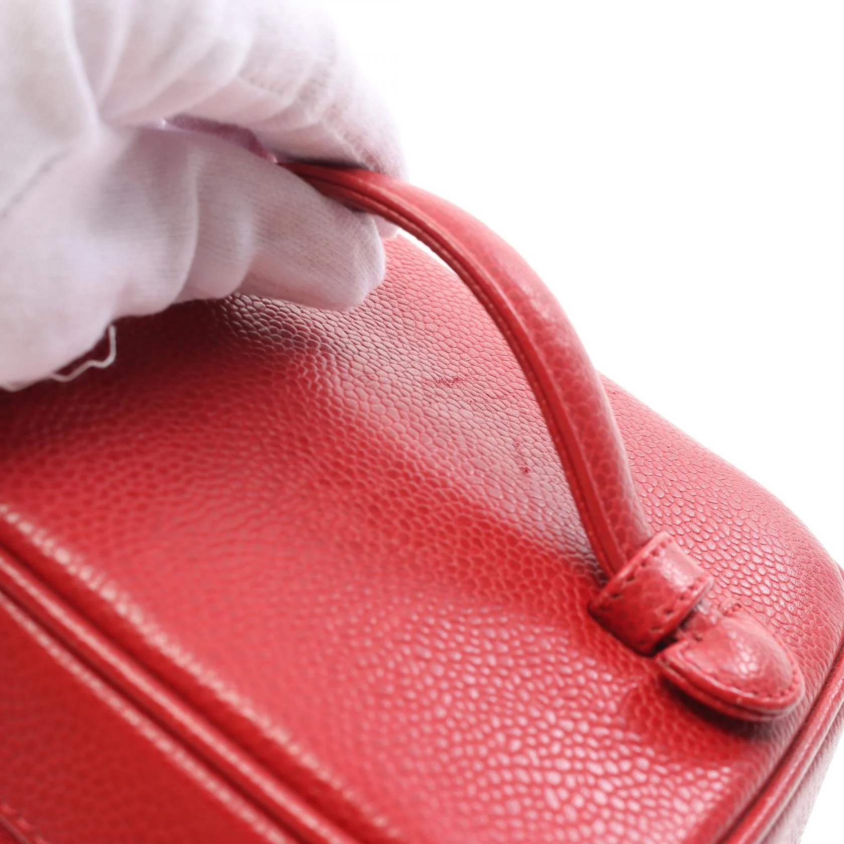 Chanel Caviar Skin Coco Mark Handbag Red