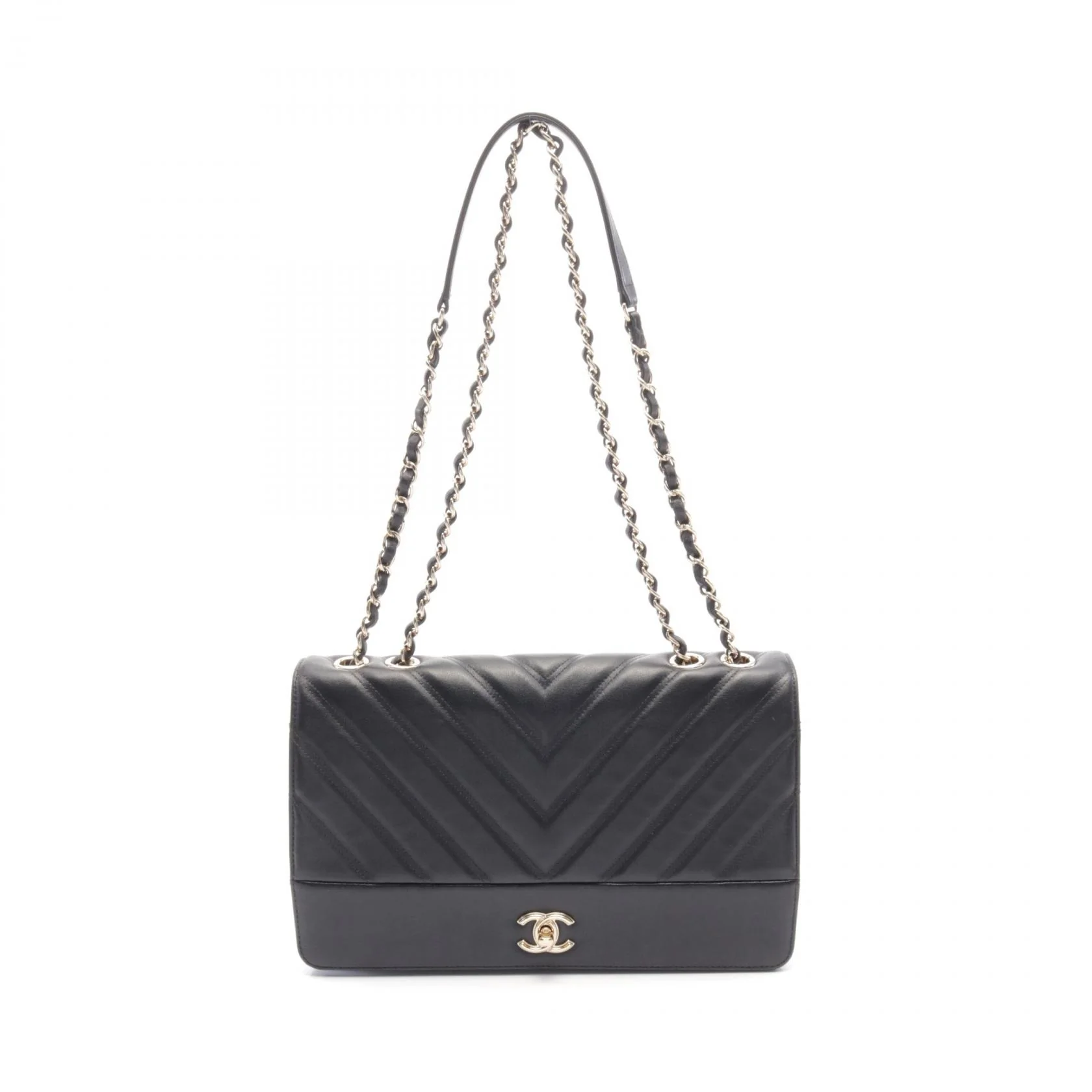 Chanel Chevron V-Stitch Lambskin Shoulder Bag