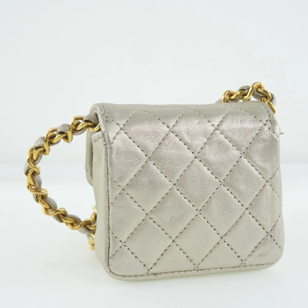 Chanel Micro Chain Shoulder Bag Silver