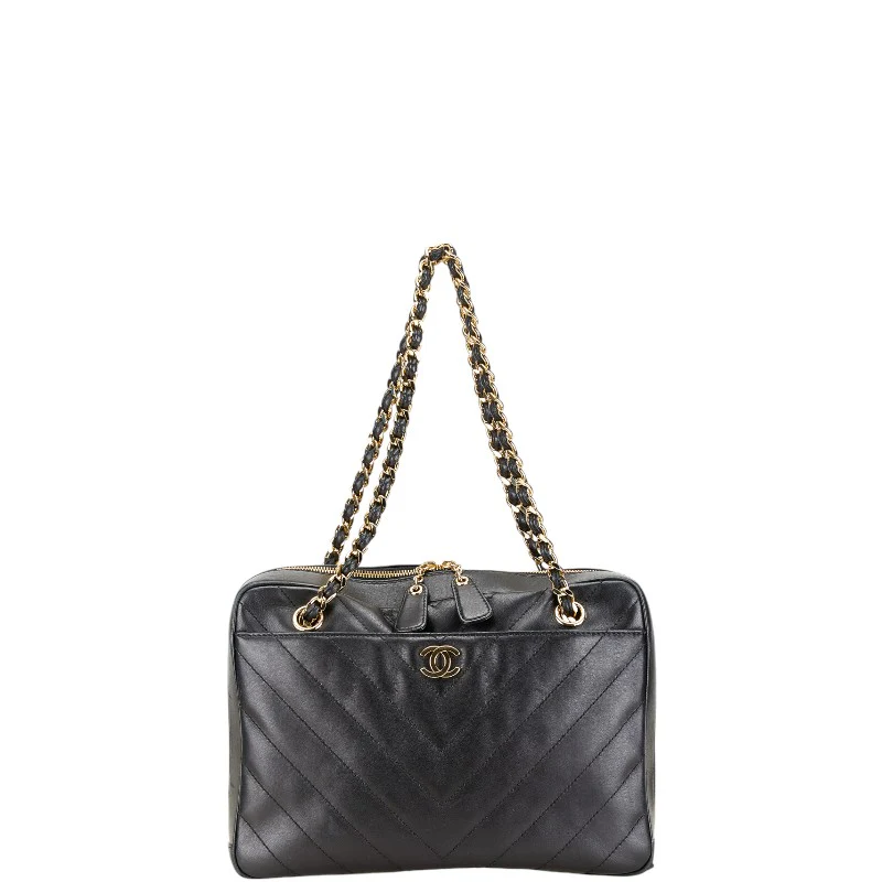 Chanel V-Stitch Lambskin Chain Shoulder Bag