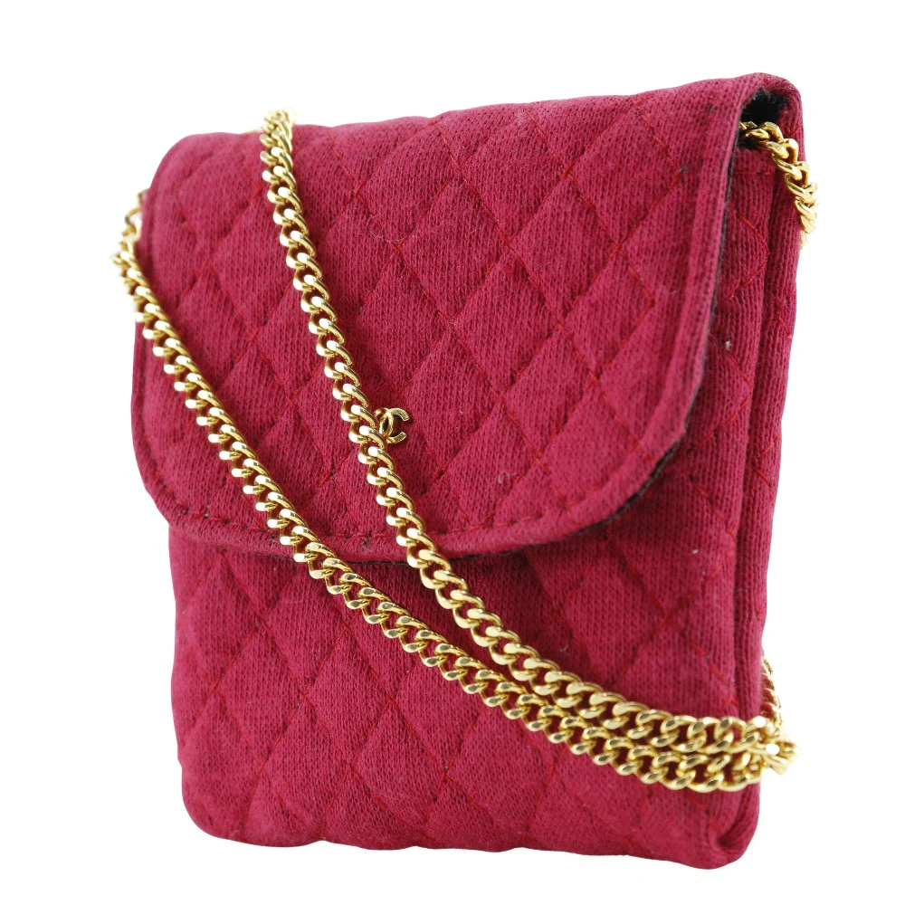 Chanel Cotton Chain Pouch Red
