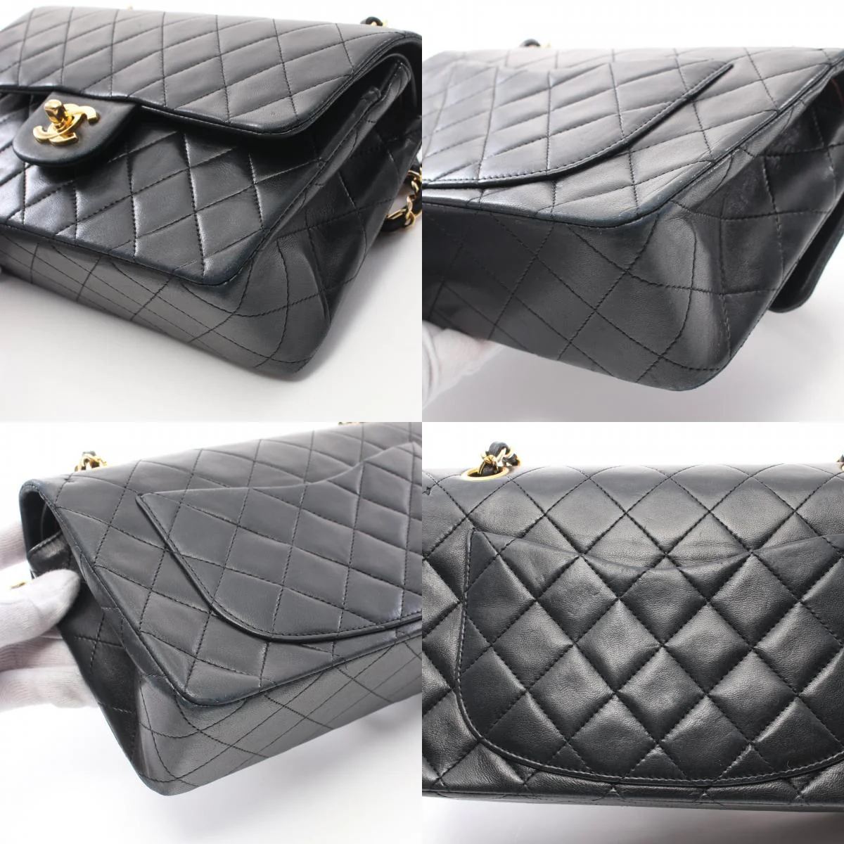 Chanel Lambskin Matelasse W Flap Shoulder Bag