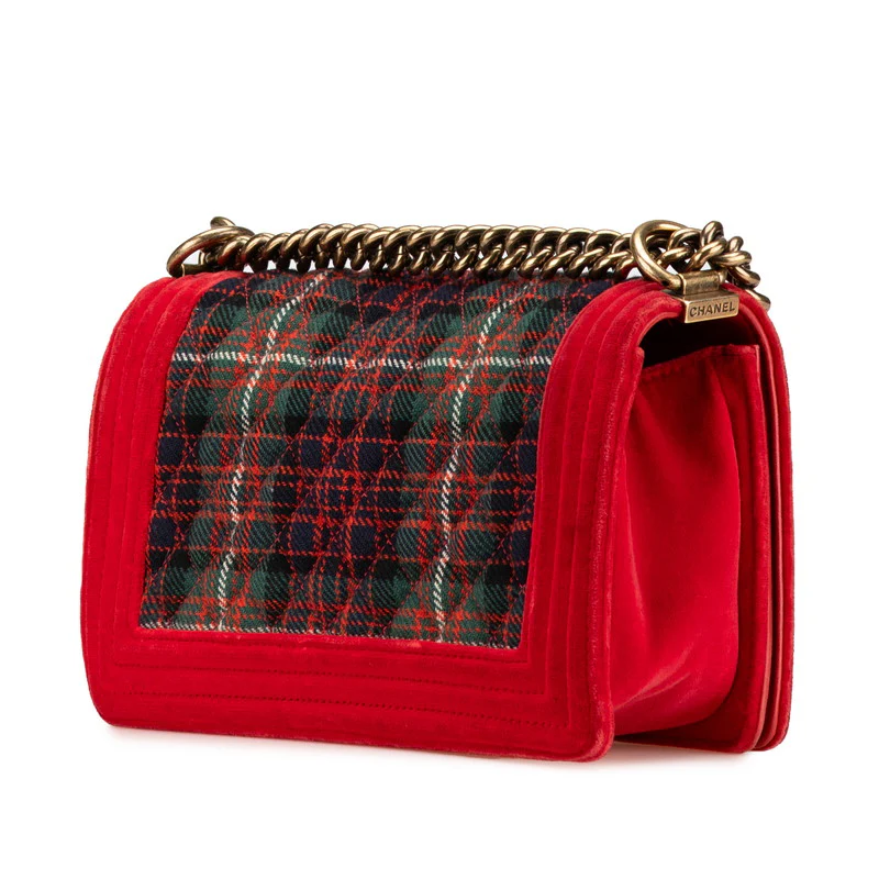 Chanel Boy Velour Leather Chain Shoulder Bag