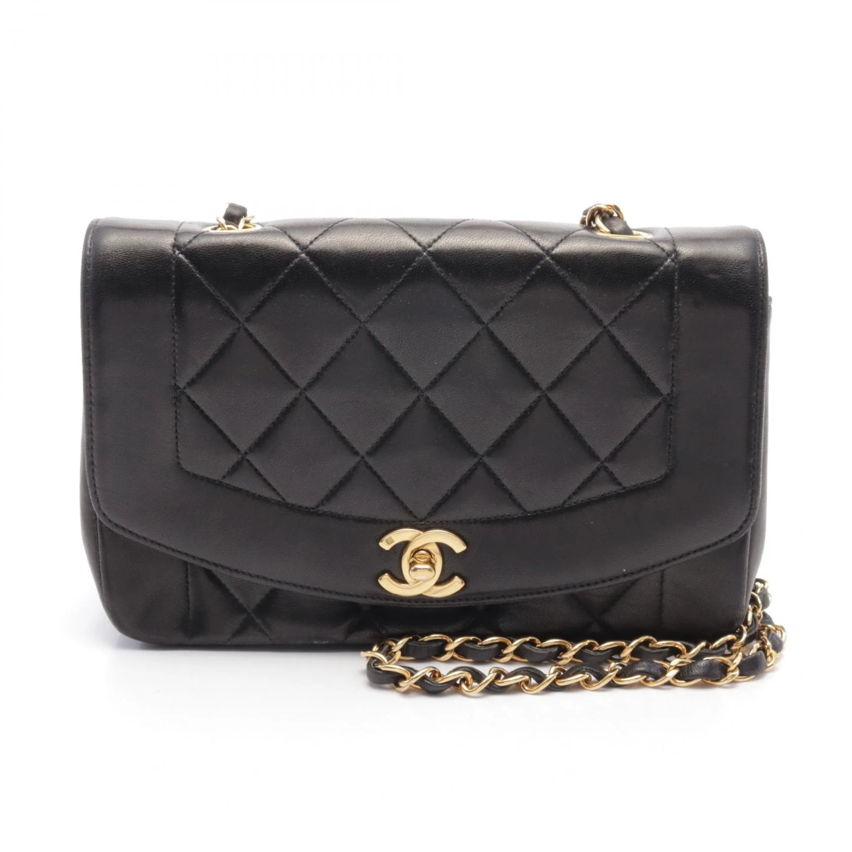 Chanel Diana Flap Lambskin Shoulder Bag Black