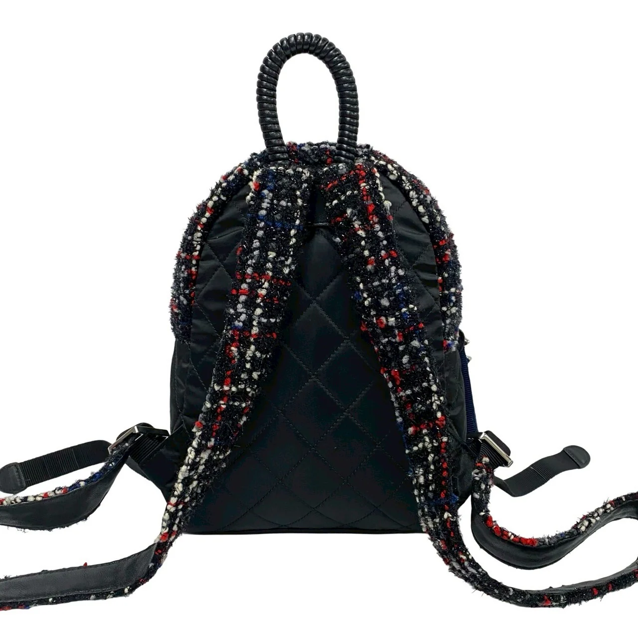 Chanel Tweed Nylon Backpack Black Red