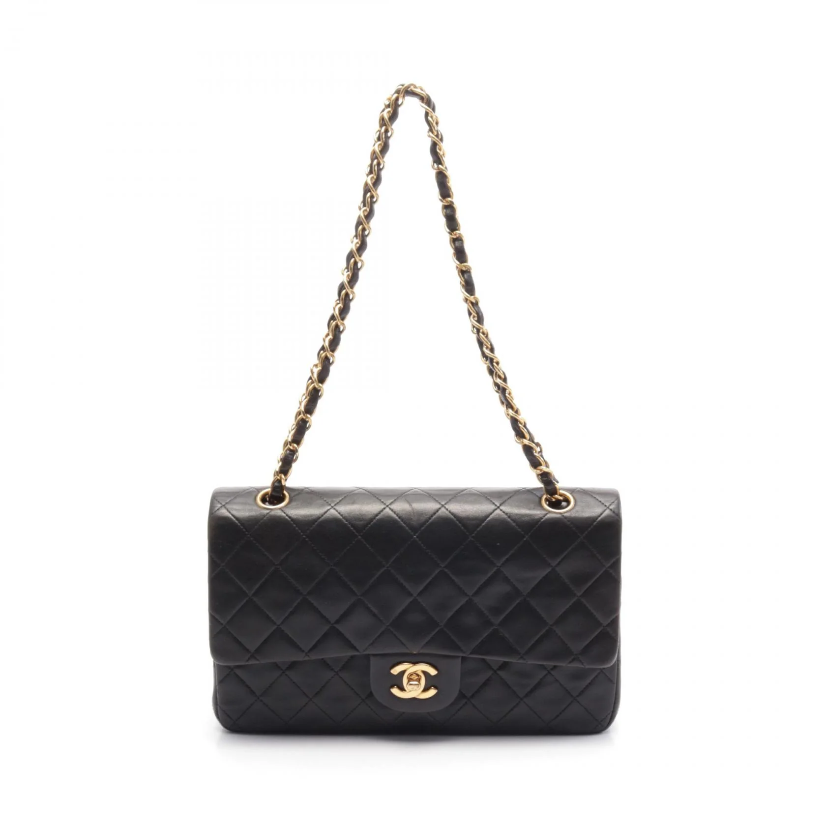 Chanel Lambskin Matelasse W Flap Shoulder Bag A01112