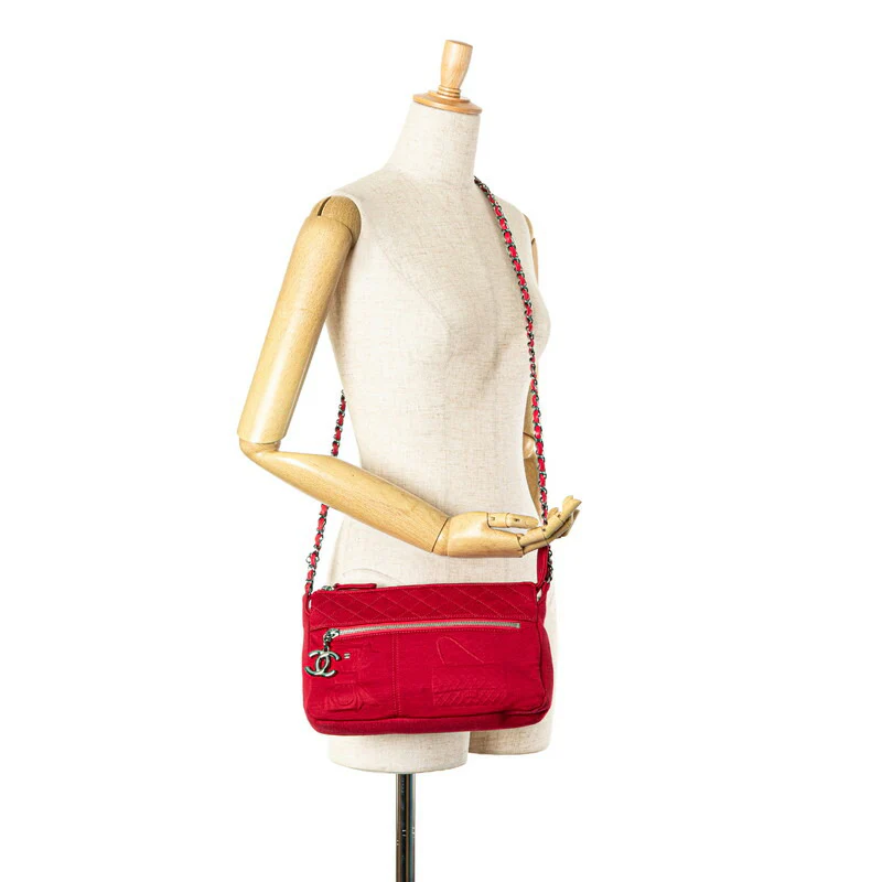 Chanel Cotton Shoulder Bag Red