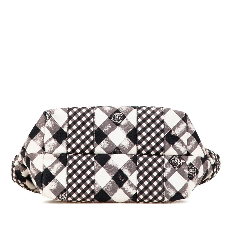Chanel Gingham Check Canvas Leather Handbag