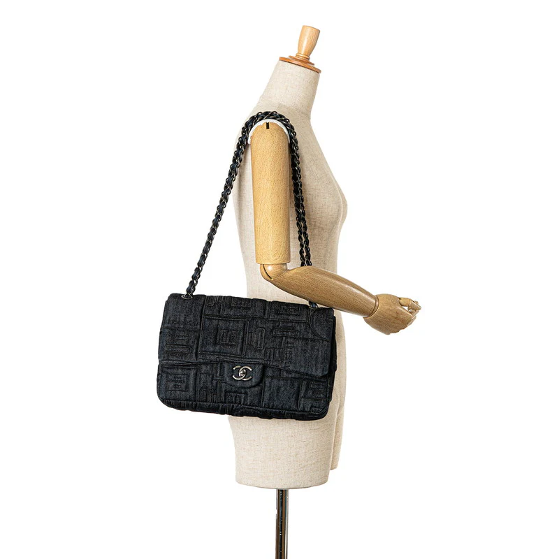 Chanel Denim Perfume Embroidery Chain Shoulder Bag A91101