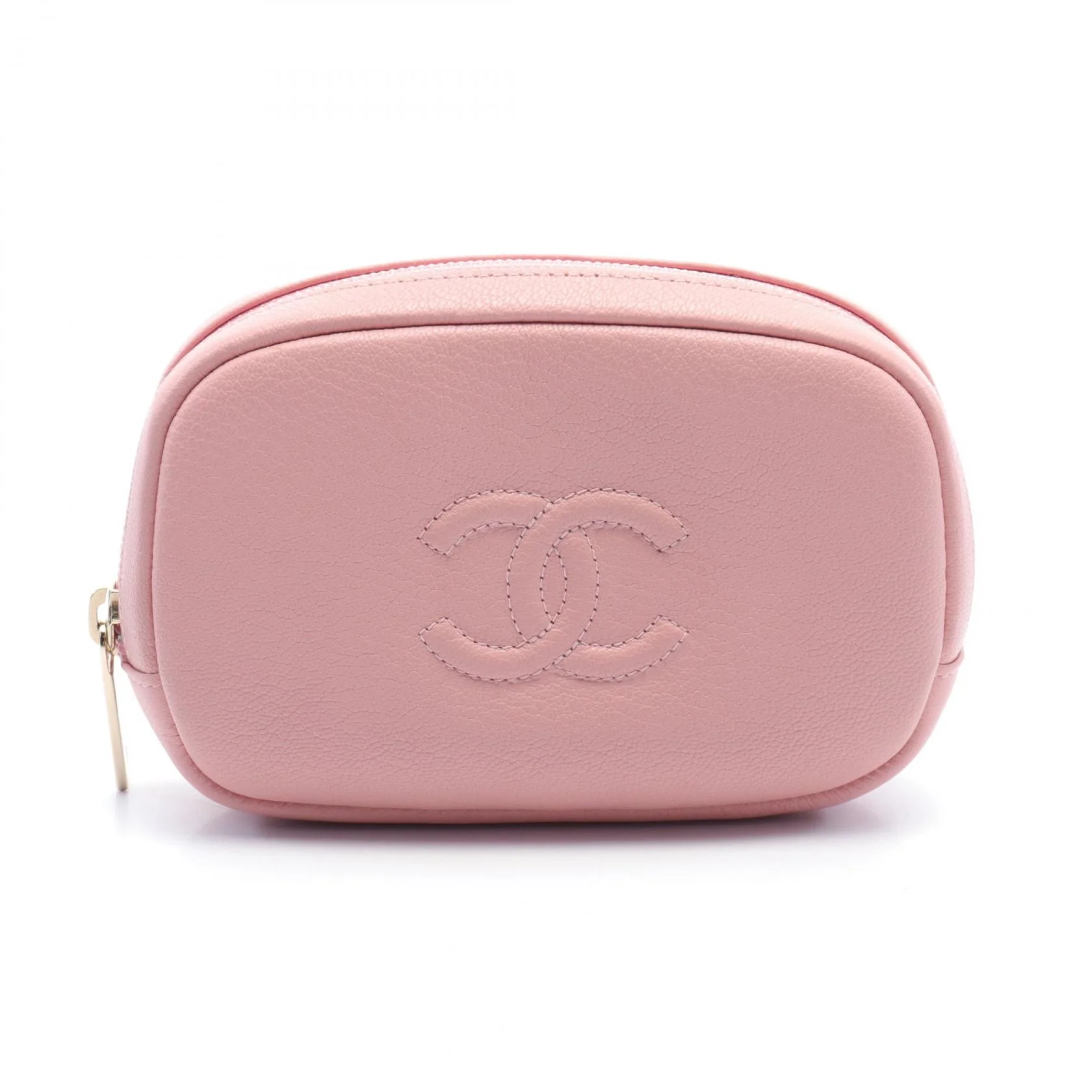 Chanel Leather Coco Mark Pouch Pink
