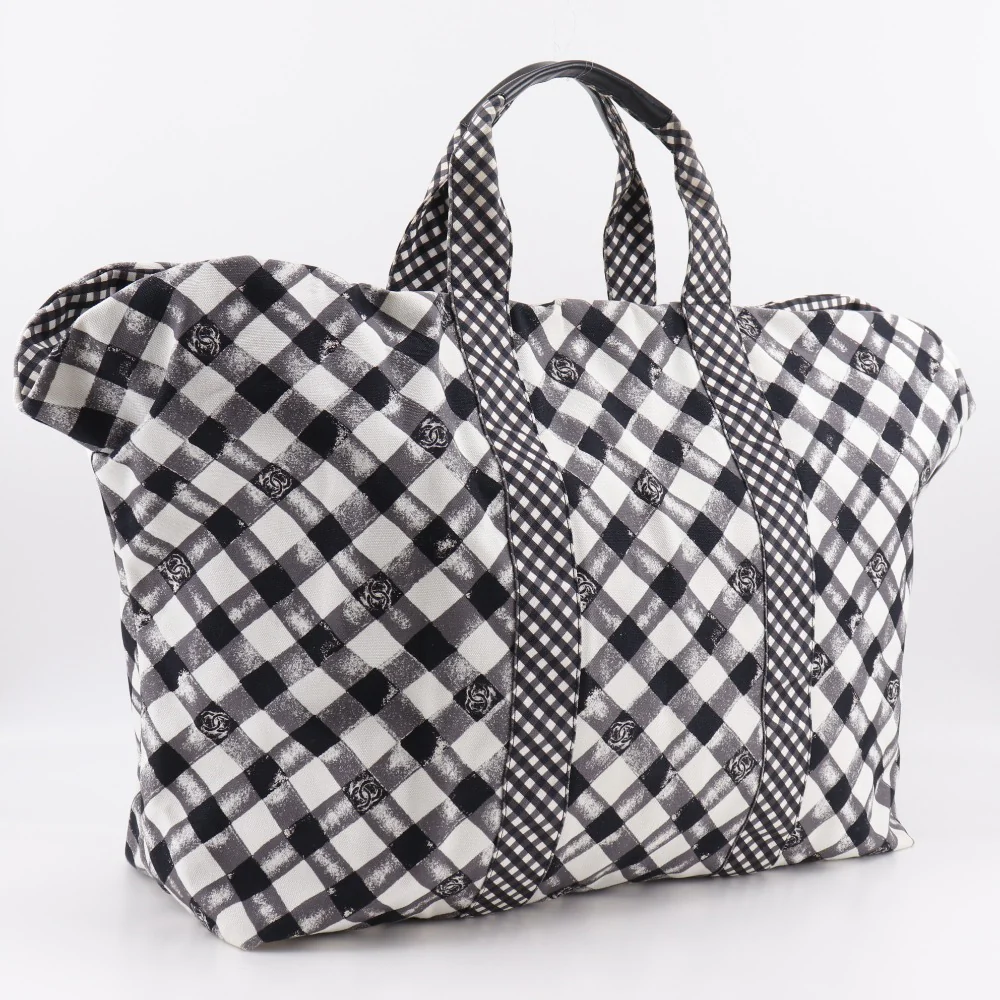 Chanel Gingham Check Canvas Tote Bag