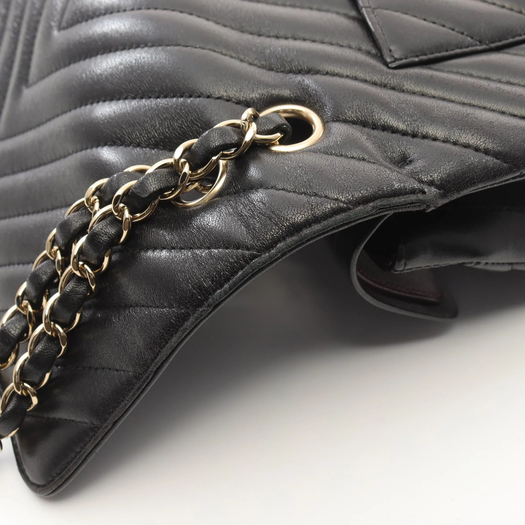Chanel Chevron V-Stitch Lambskin Shoulder Bag