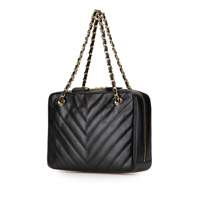 Chanel Chevron V-Stitch Chain Tote Bag