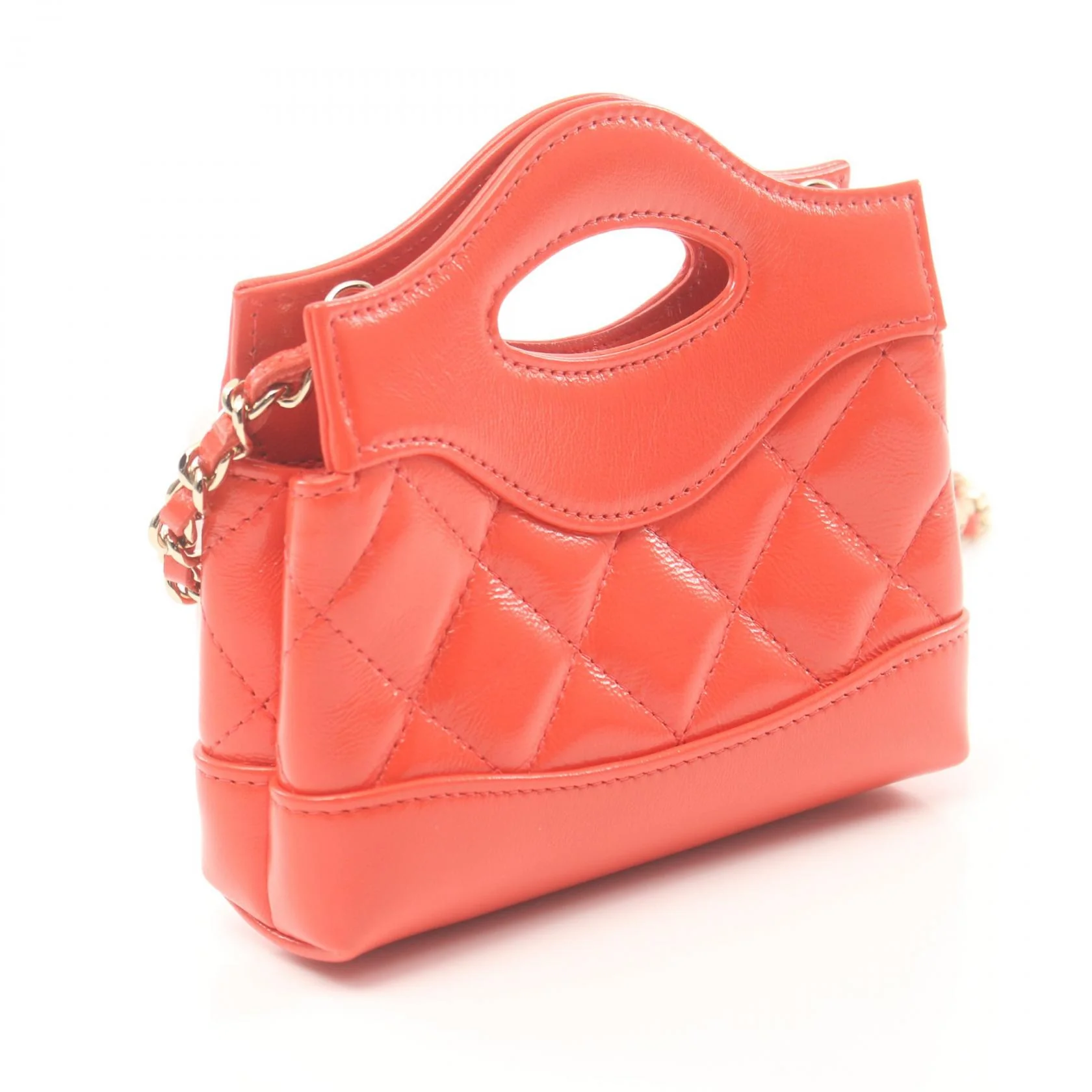 Chanel Shiny Lambskin Chain Clutch Shoulder Bag AP3875