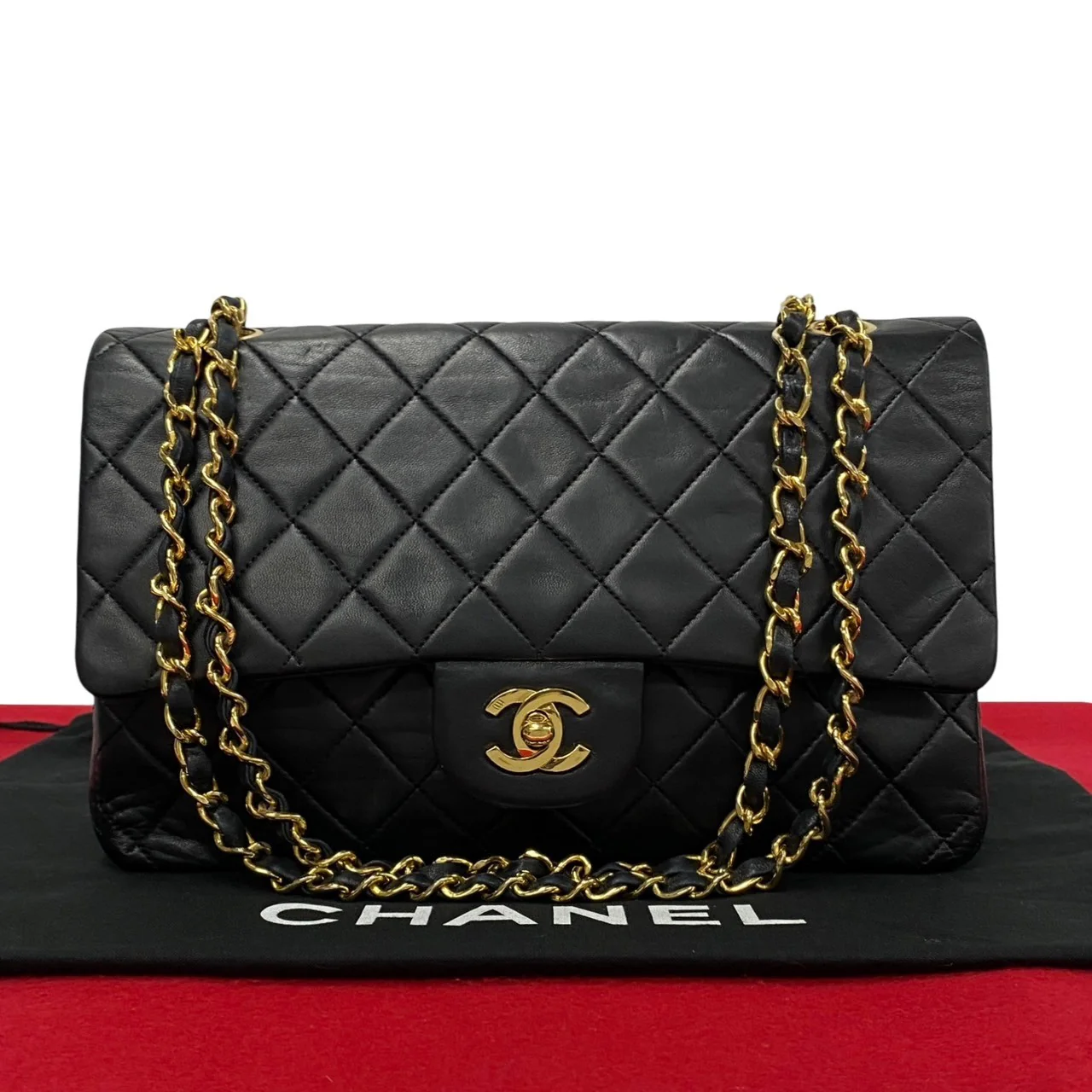 Chanel Lambskin W Flap Matelasse Shoulder Bag