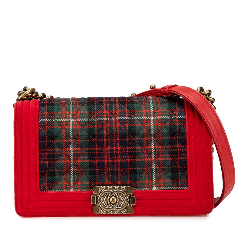 Chanel Boy Velour Leather Chain Shoulder Bag