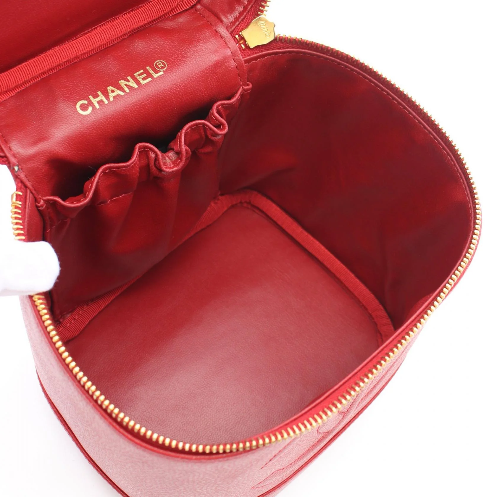 Chanel Caviar Skin Coco Mark Handbag Red