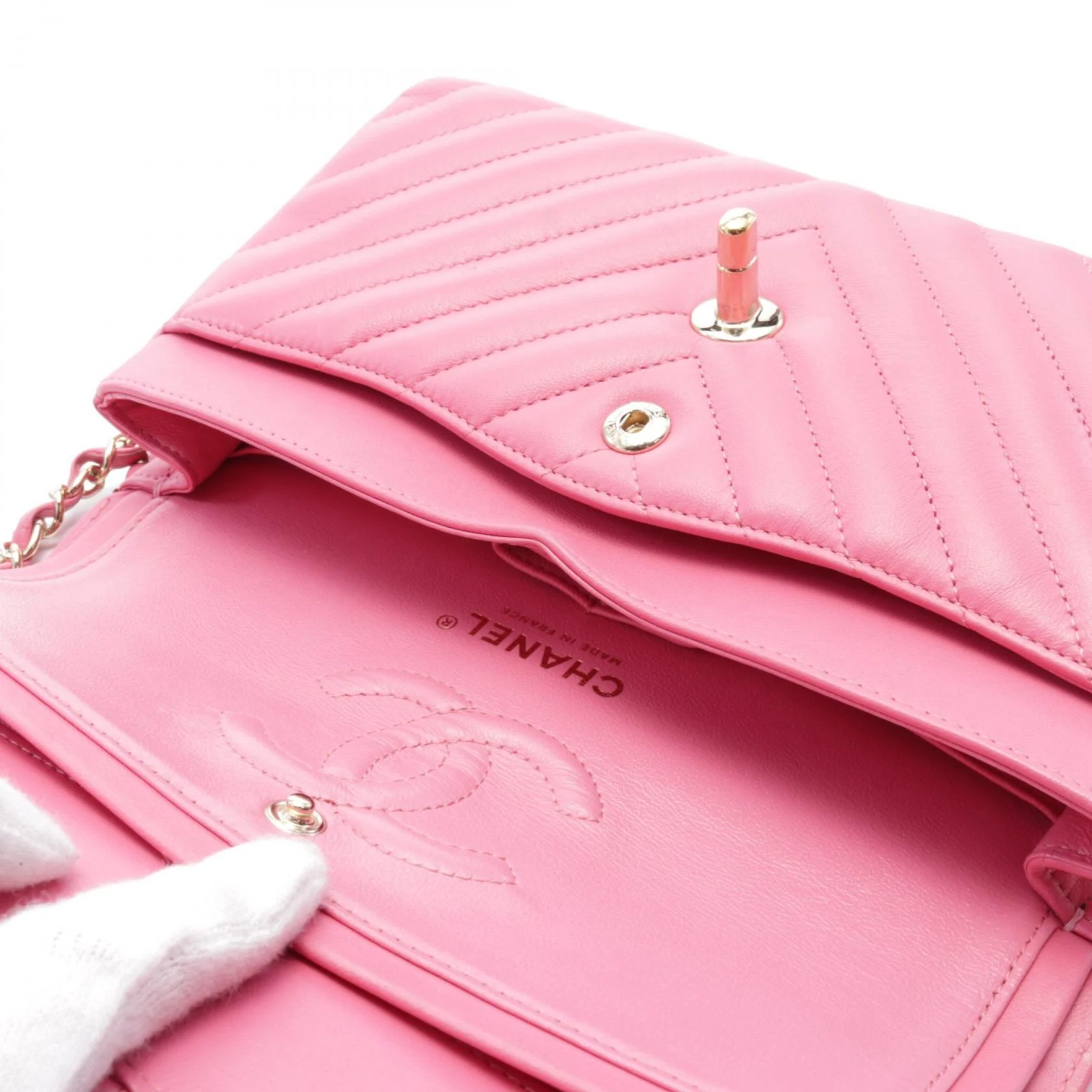 Chanel Chevron V-Stitch Lambskin Shoulder Bag
