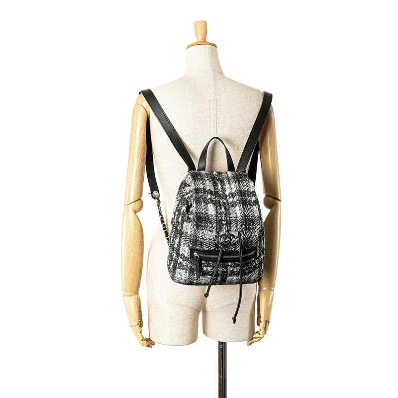 Chanel Nylon Leather Tweed Print Backpack