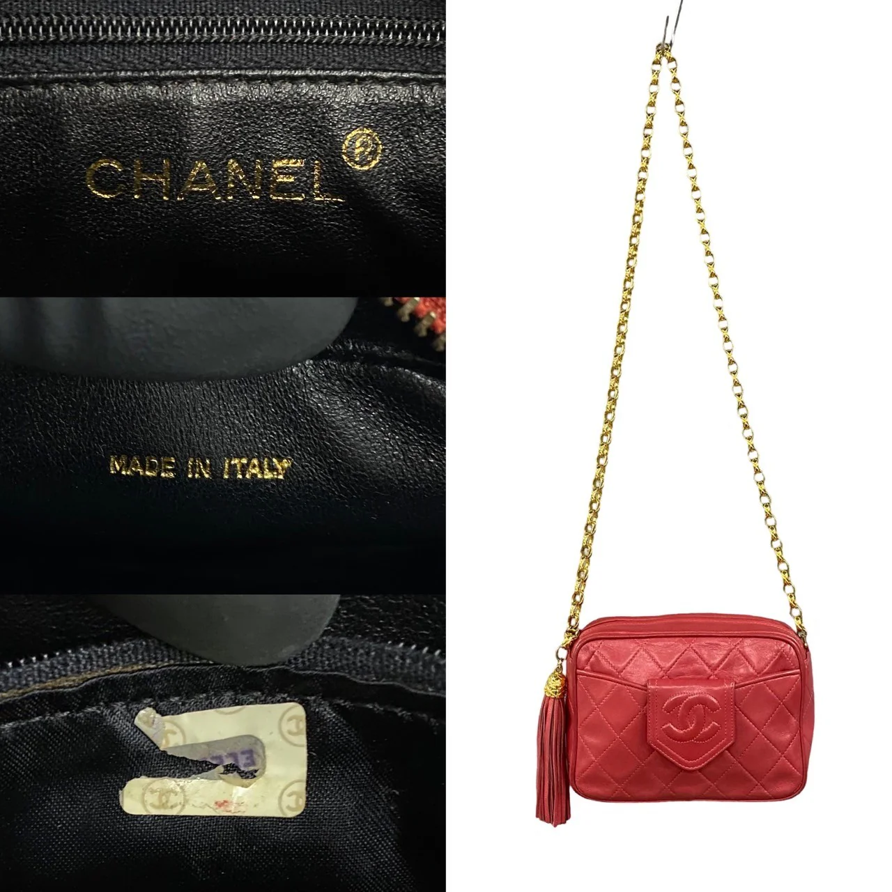 Chanel Lambskin Matelasse Coco Mark Tassel Chain Shoulder Bag