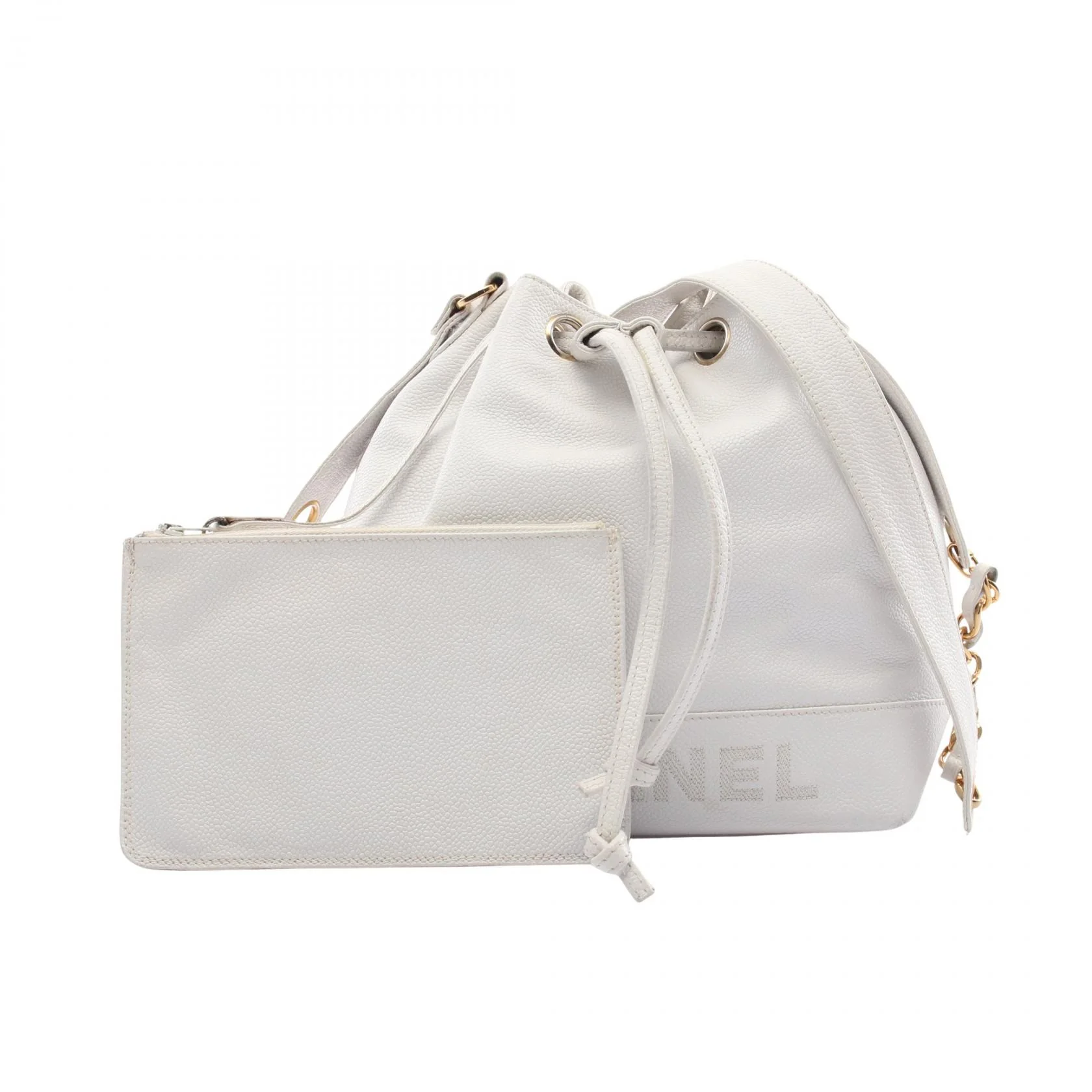 Chanel Caviar Skin Shoulder Bag White