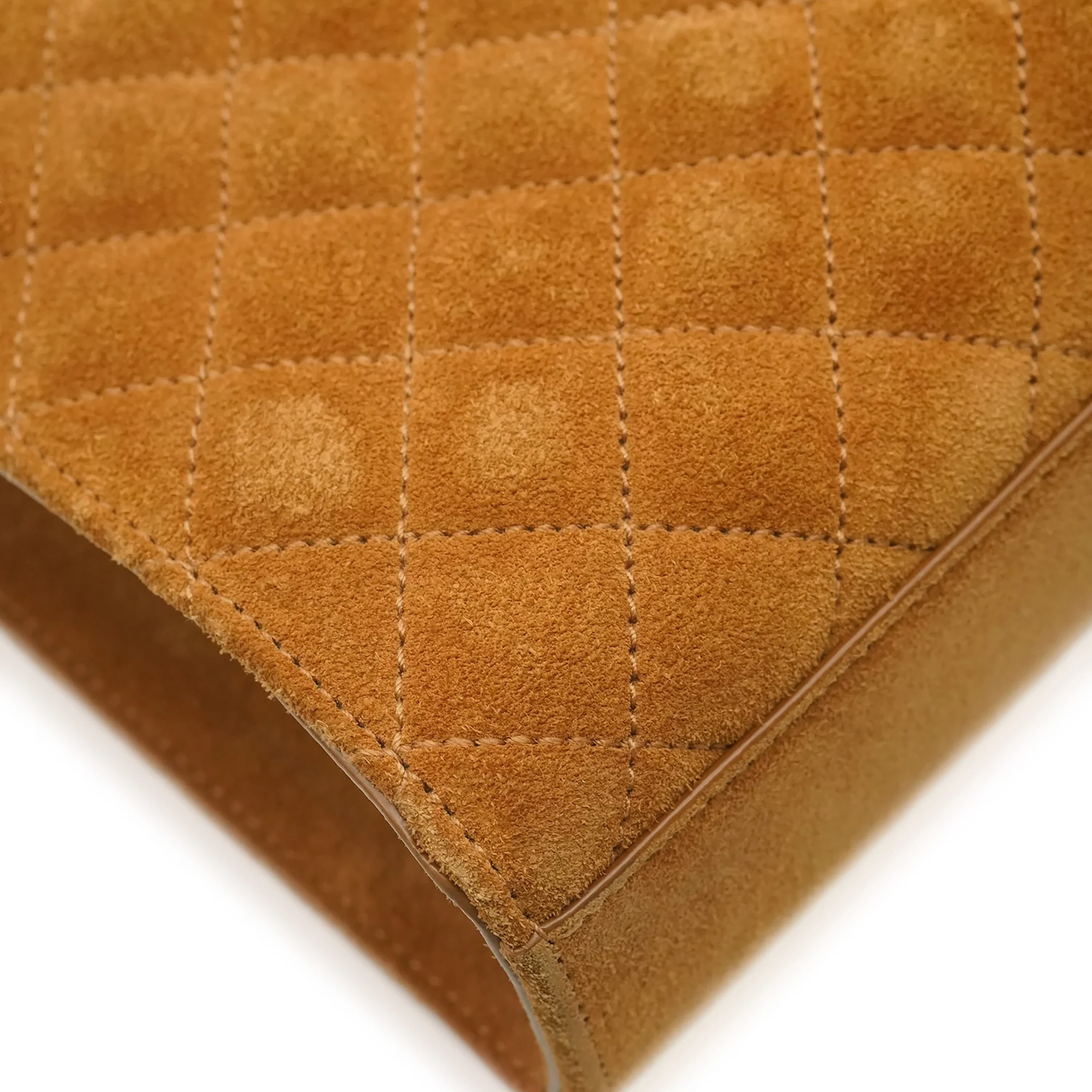 Saint Laurent Brown Suede Tri Quilt Envelope Flap Chain Bag