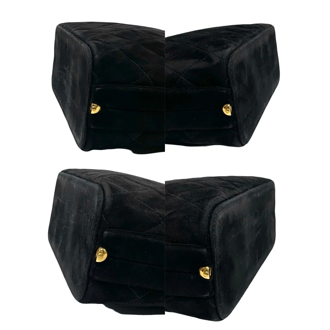 Chanel Suede Matelasse Coco Mark Handbag Black