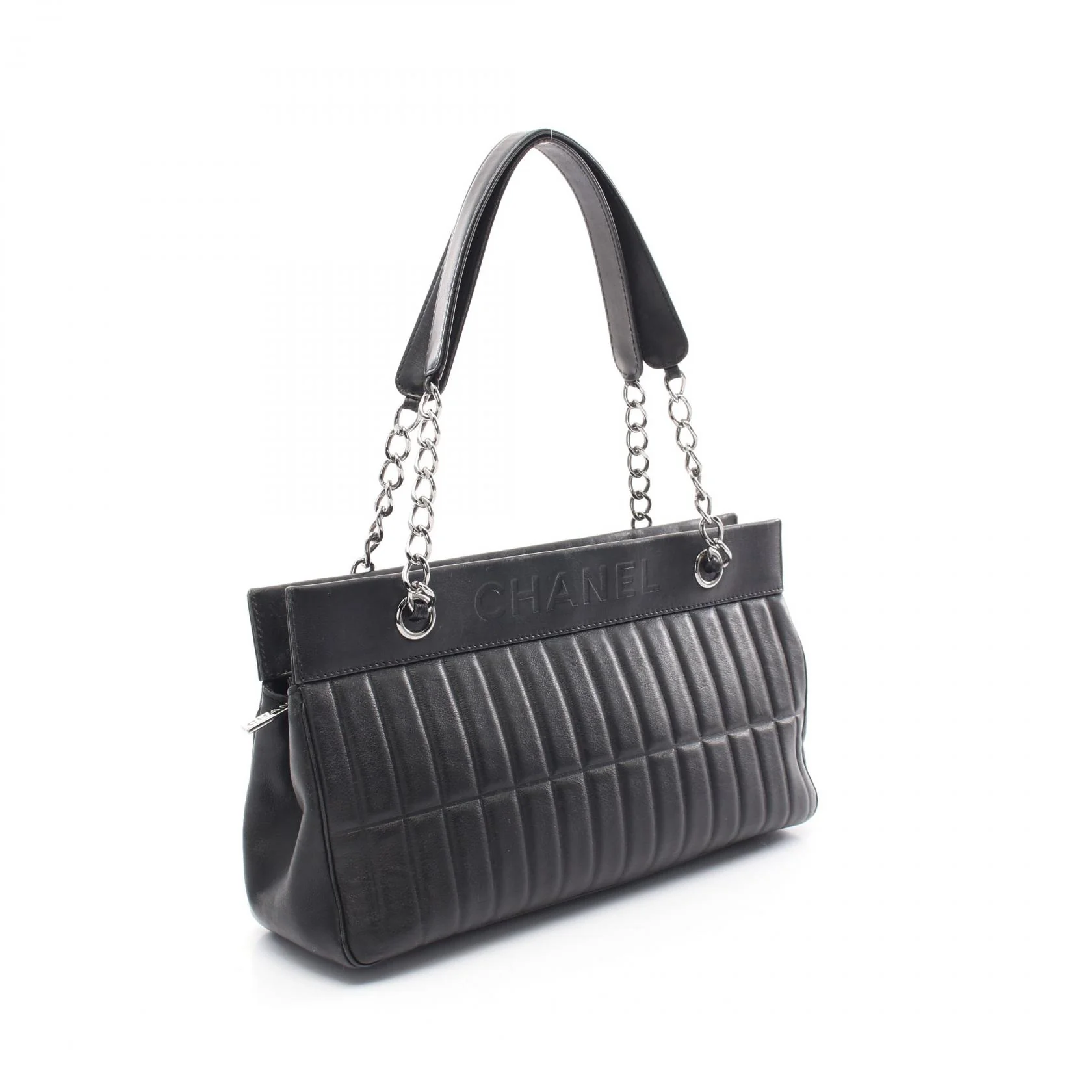 Chanel Lambskin Chocobar Tote Bag Black