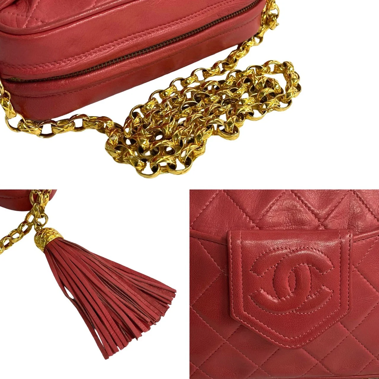 Chanel Lambskin Matelasse Coco Mark Tassel Chain Shoulder Bag