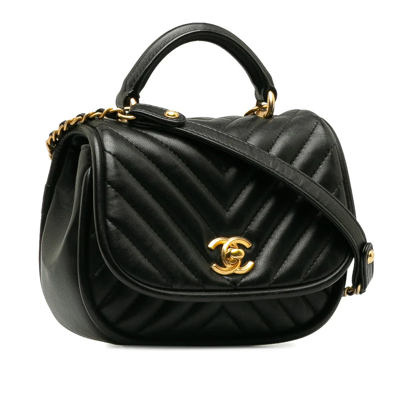 Chanel Leather Coco Mark V Stitch Chain Bag