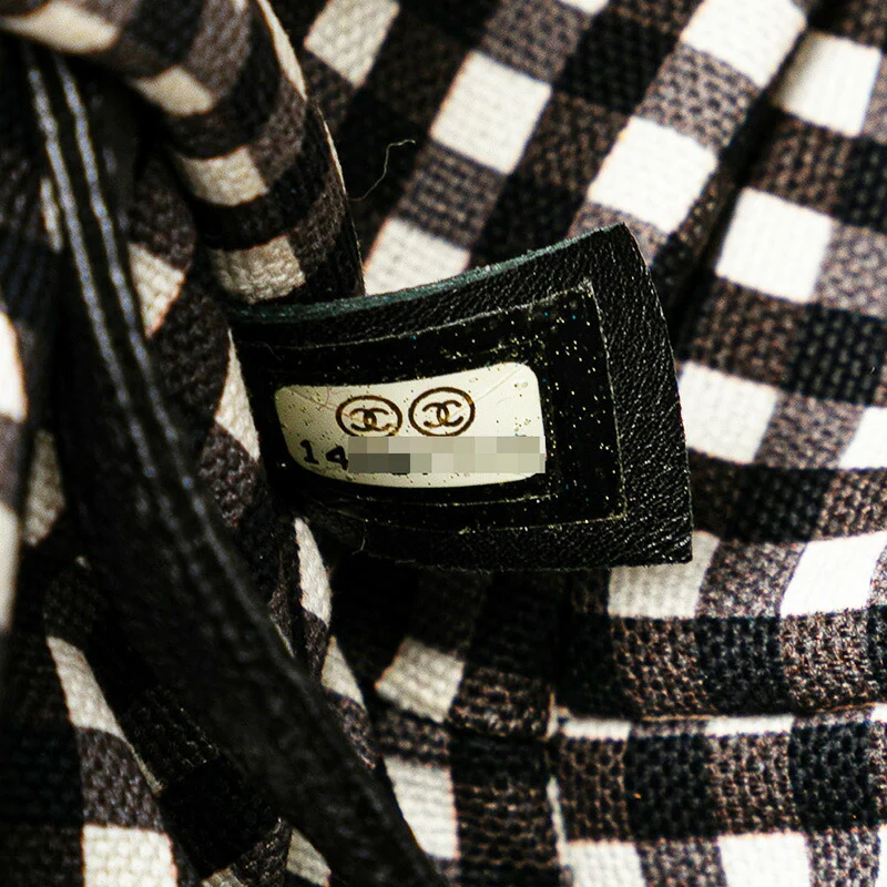 Chanel Gingham Check Canvas Leather Handbag