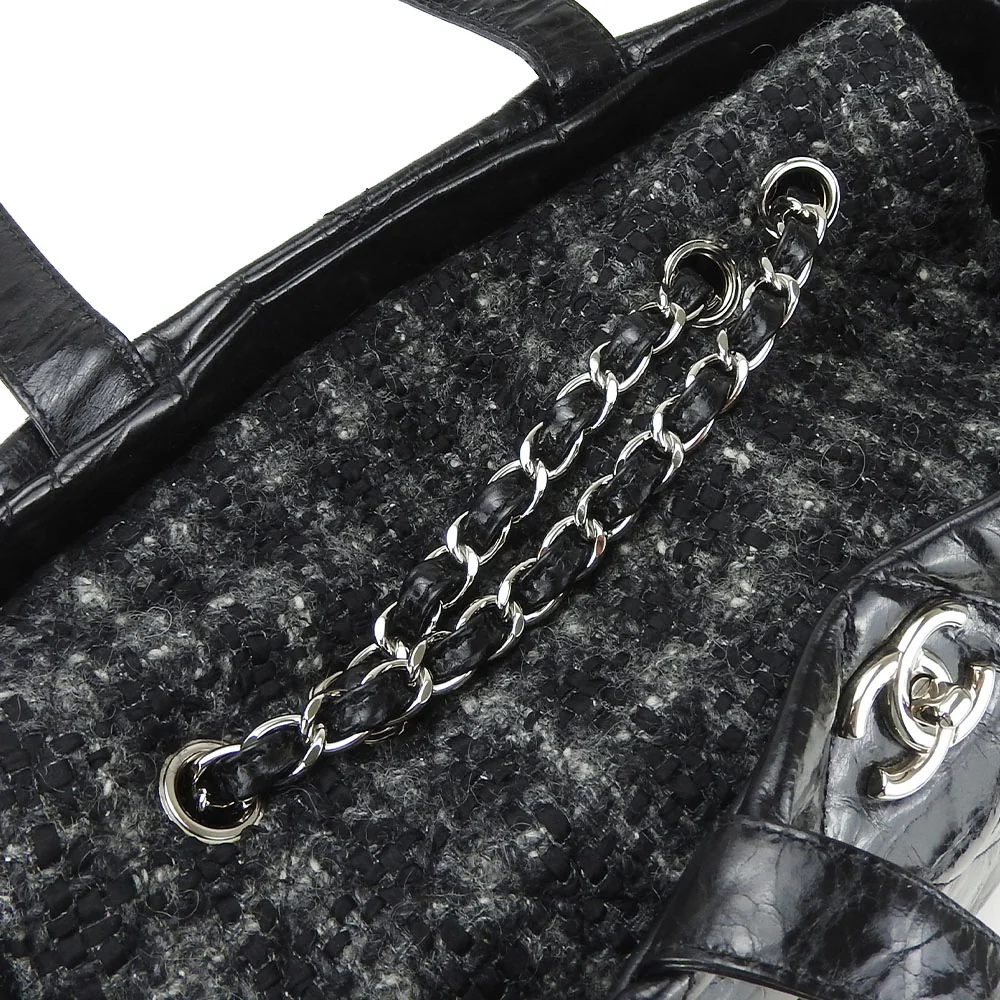 Chanel Leather Tweed Tote Bag 2way