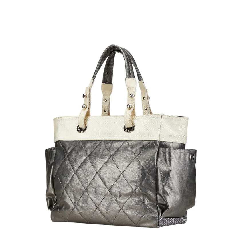 Chanel Paris Biarritz Tote MM Gray White