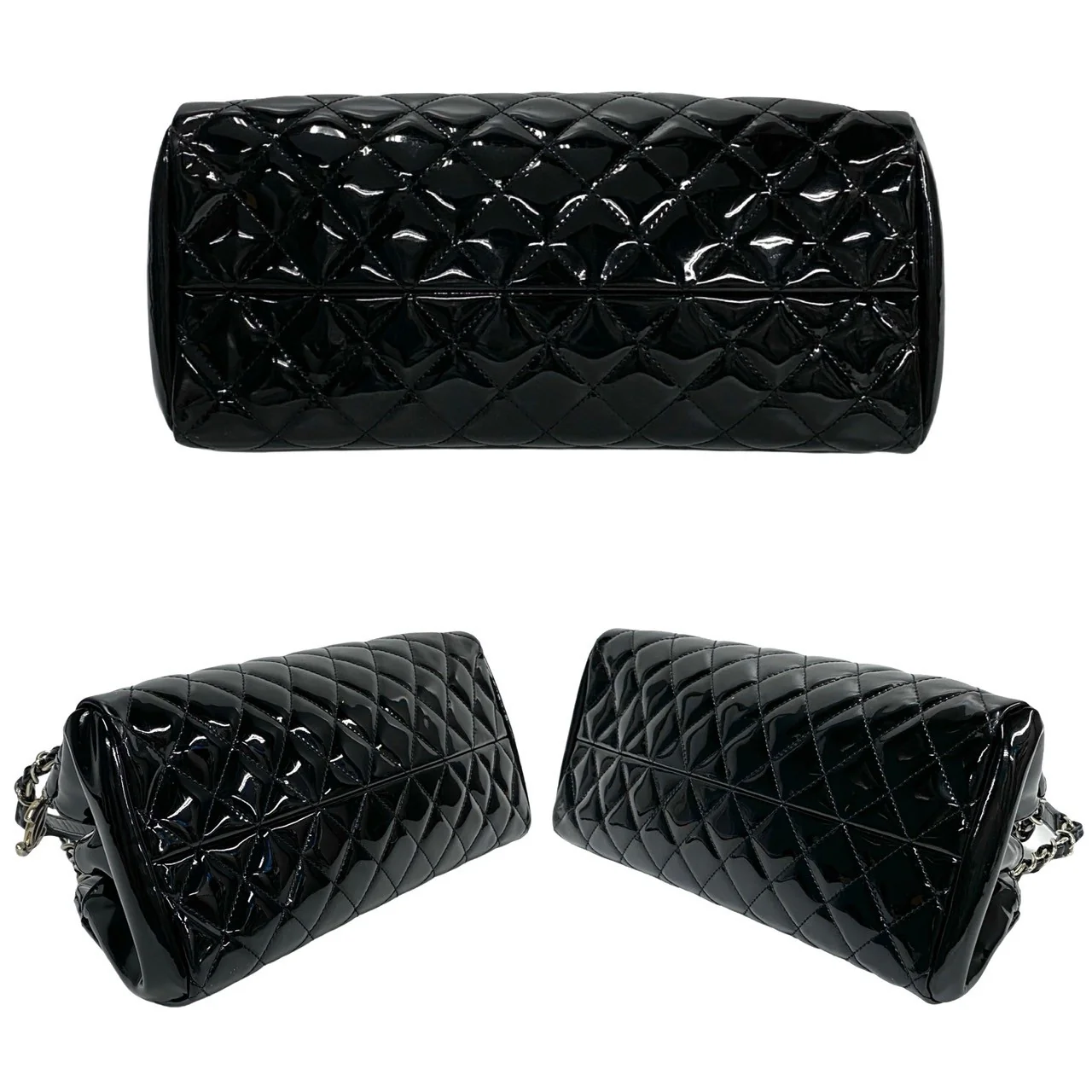 Chanel Patent Leather Matelasse Coco Mark Handbag
