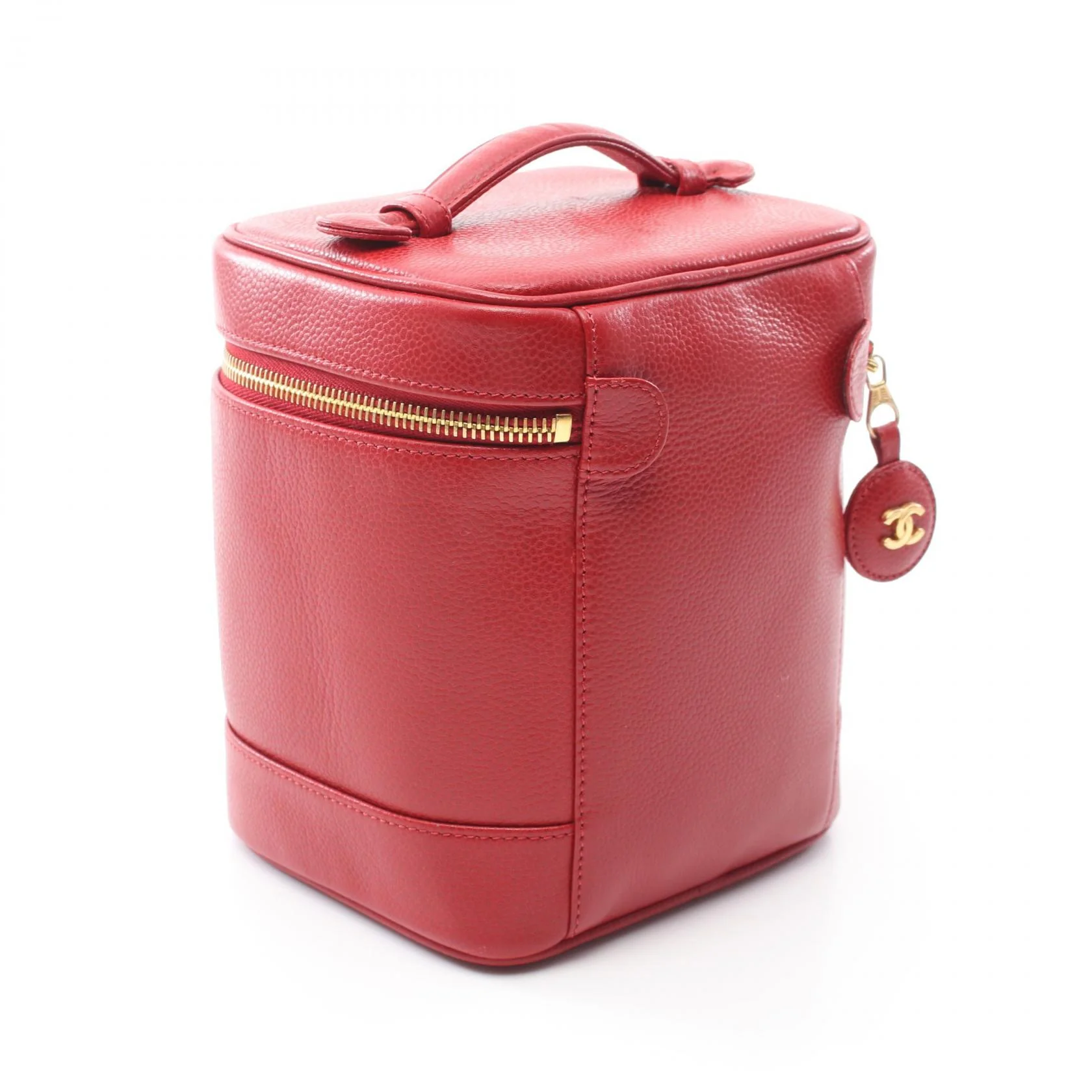Chanel Caviar Skin Coco Mark Handbag Red