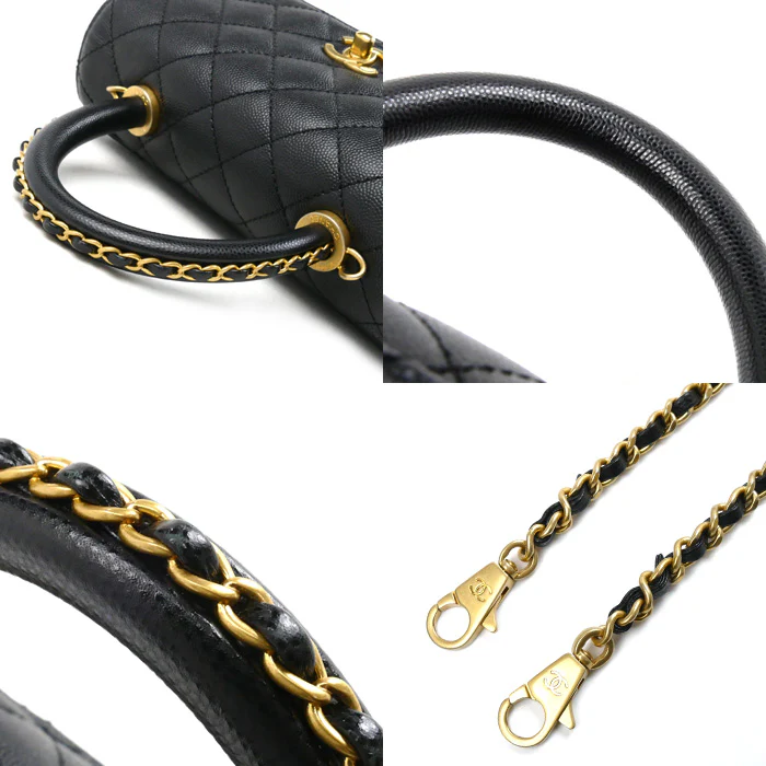 Chanel Top Handle Flap Bag Black A92990