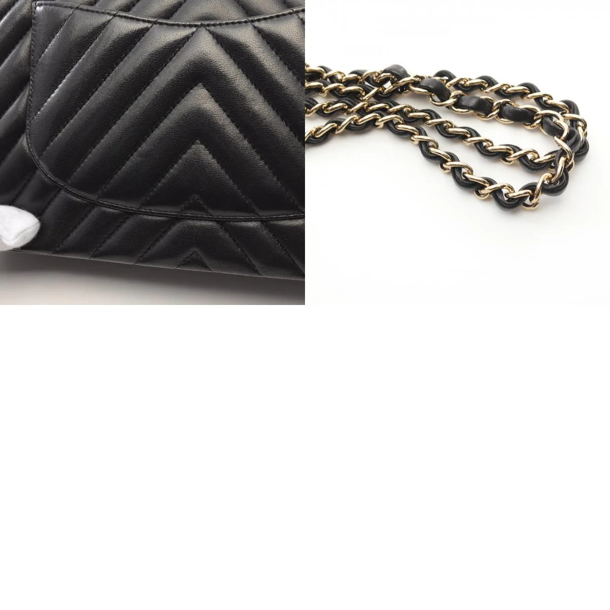 Chanel Chevron V-Stitch Lambskin Shoulder Bag