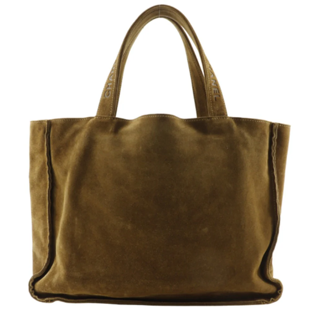 Chanel Suede Handle Logo Tote Bag