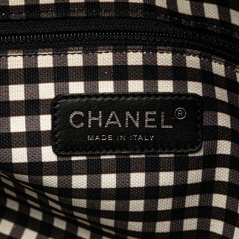 Chanel Gingham Check Canvas Leather Handbag