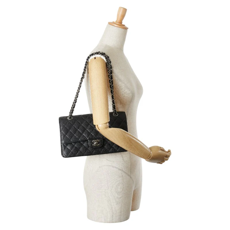 Chanel Caviar Coco Mark Matelasse Double Flap Bag