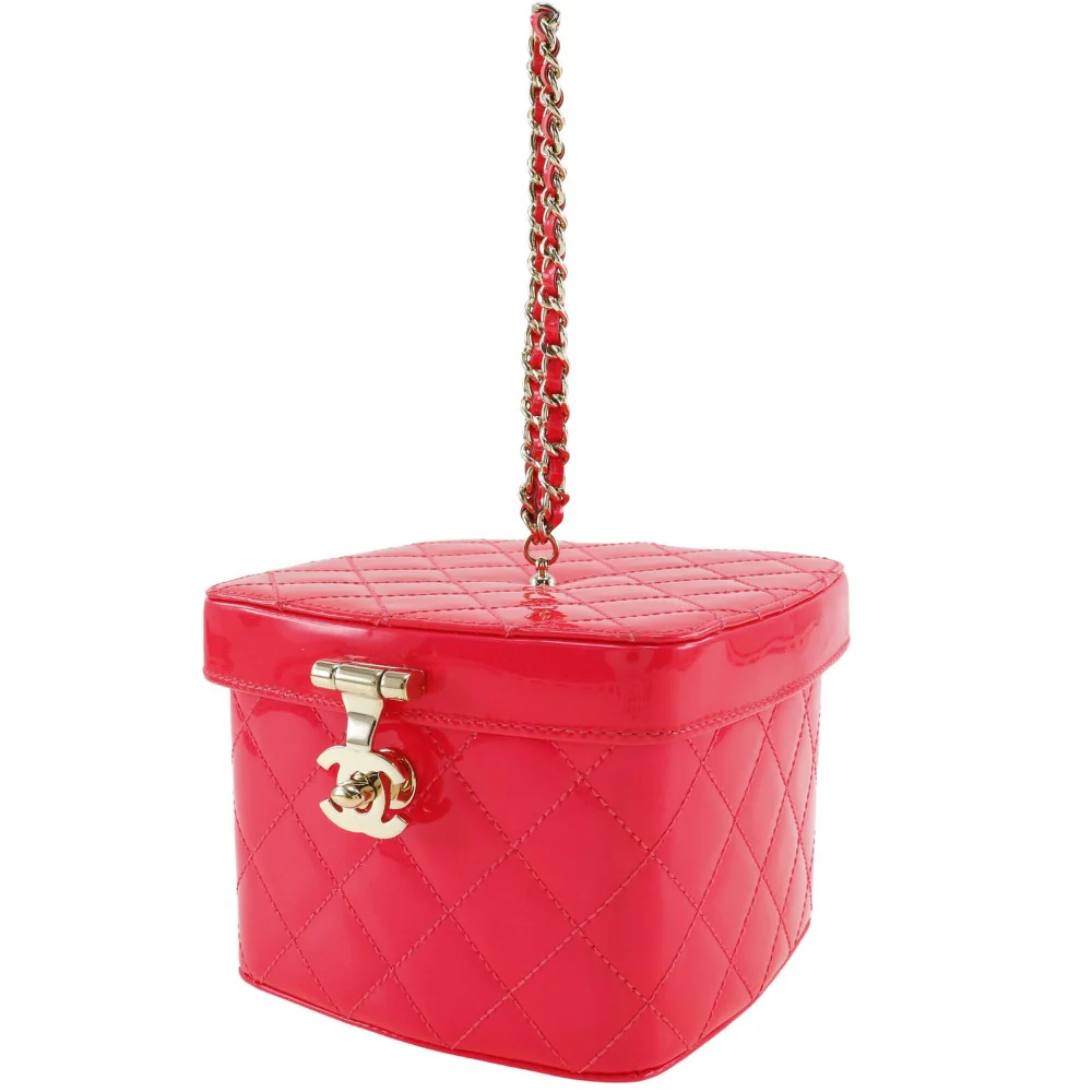 Chanel Vanity Handbag Patent Leather Pink