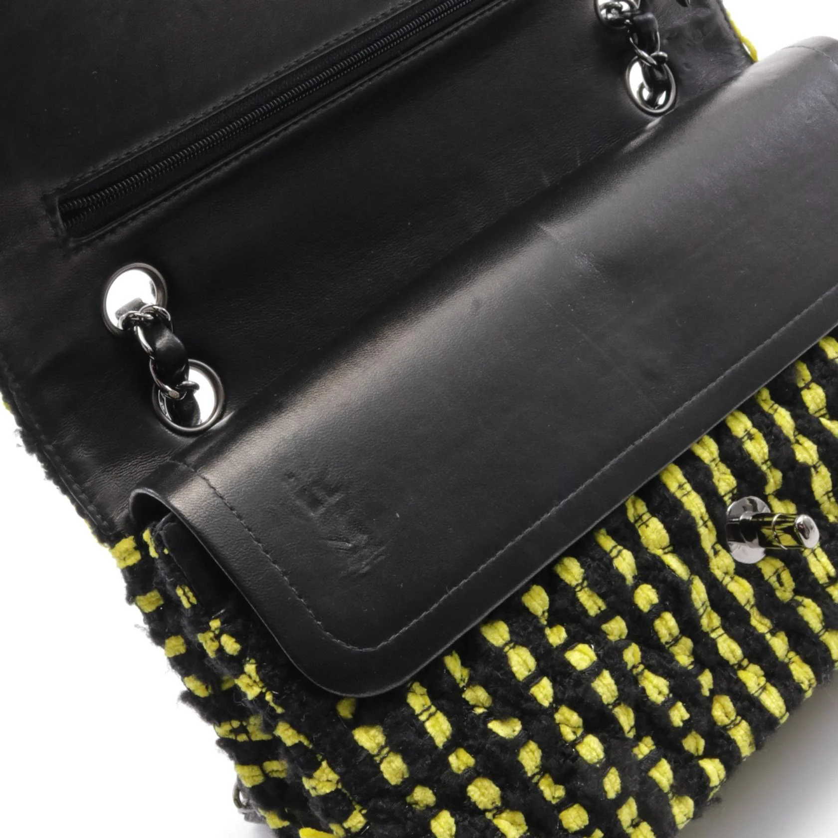 Chanel Matelasse W Flap Shoulder Bag Fabric Leather