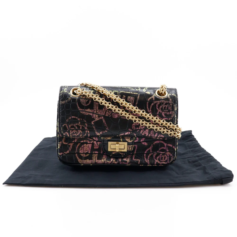 Chanel 2.55 Graffiti Embossed Leather Shoulder Bag