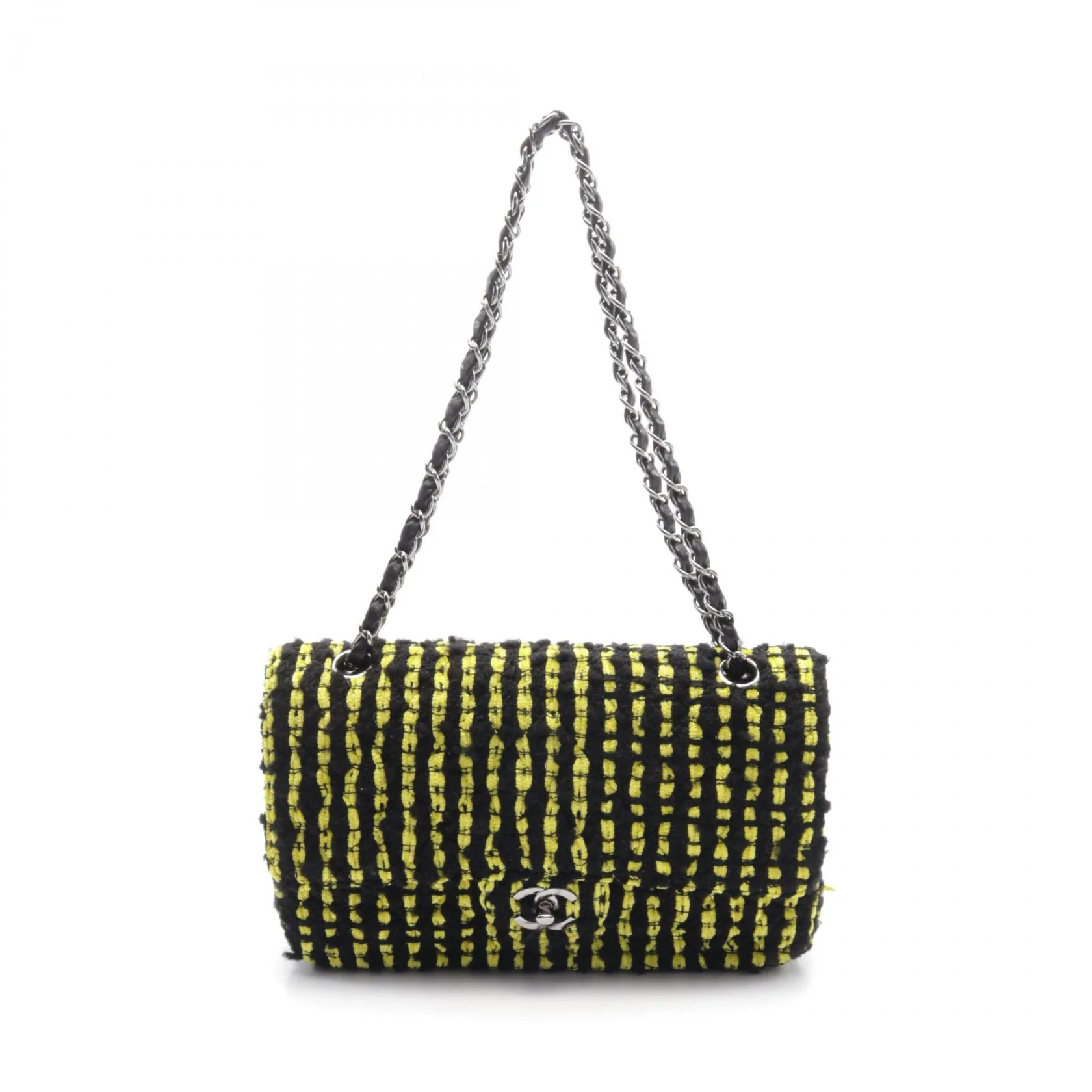 Chanel Matelasse W Flap Shoulder Bag Fabric Leather