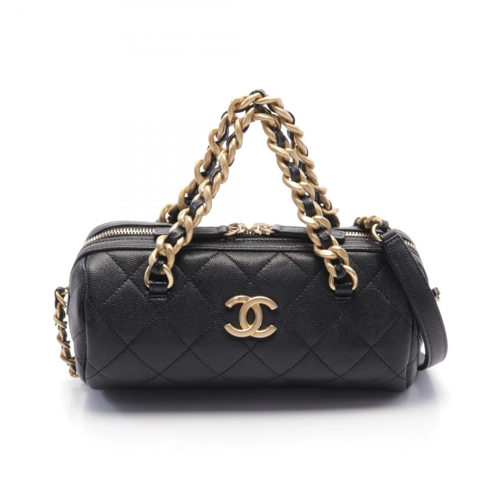 Chanel Matelasse Bowling Shoulder Bag Black