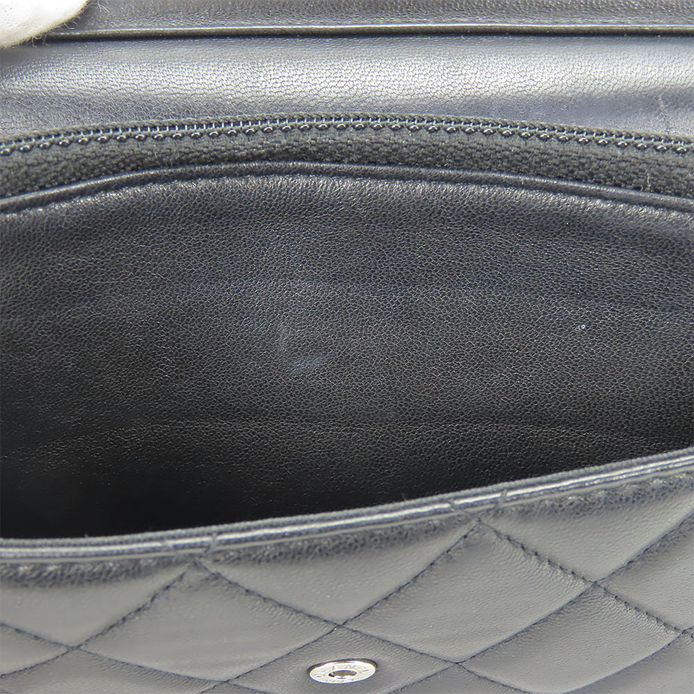 Chanel Lambskin Chain Wallet Shoulder Bag Black
