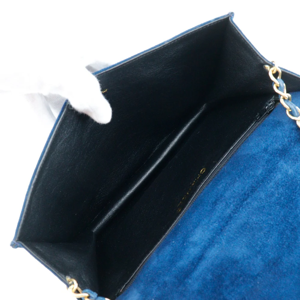 Chanel Suede Chain Shoulder Bag Deep Blue