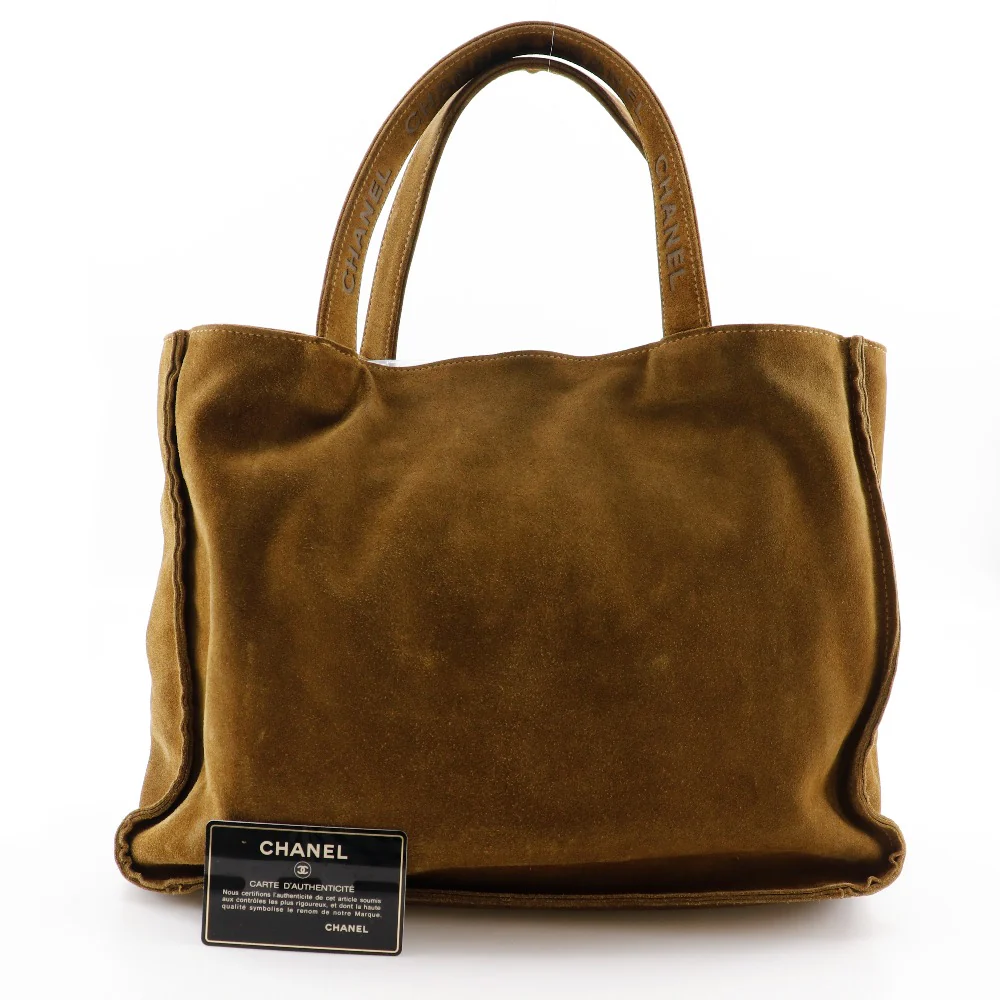 Chanel Suede Handle Logo Tote Bag