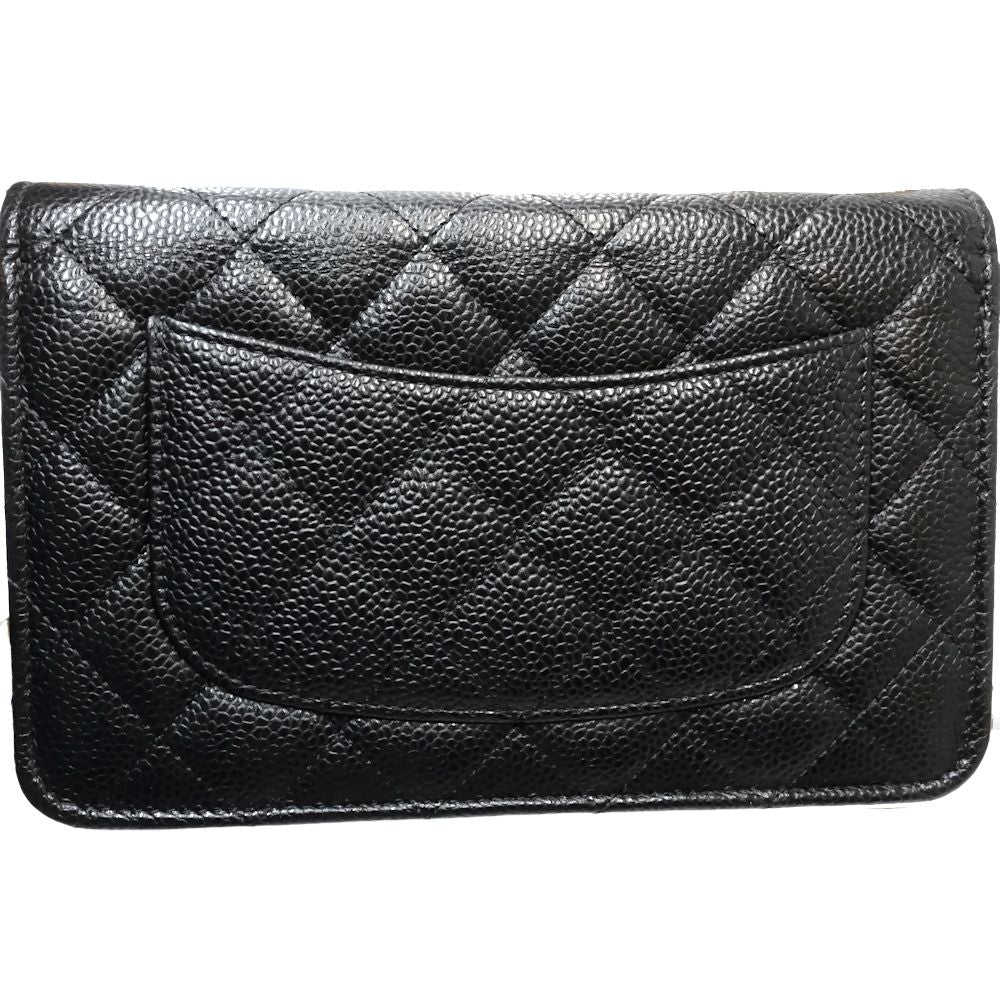Chanel Caviar Skin Wallet Chain Timeless Classic