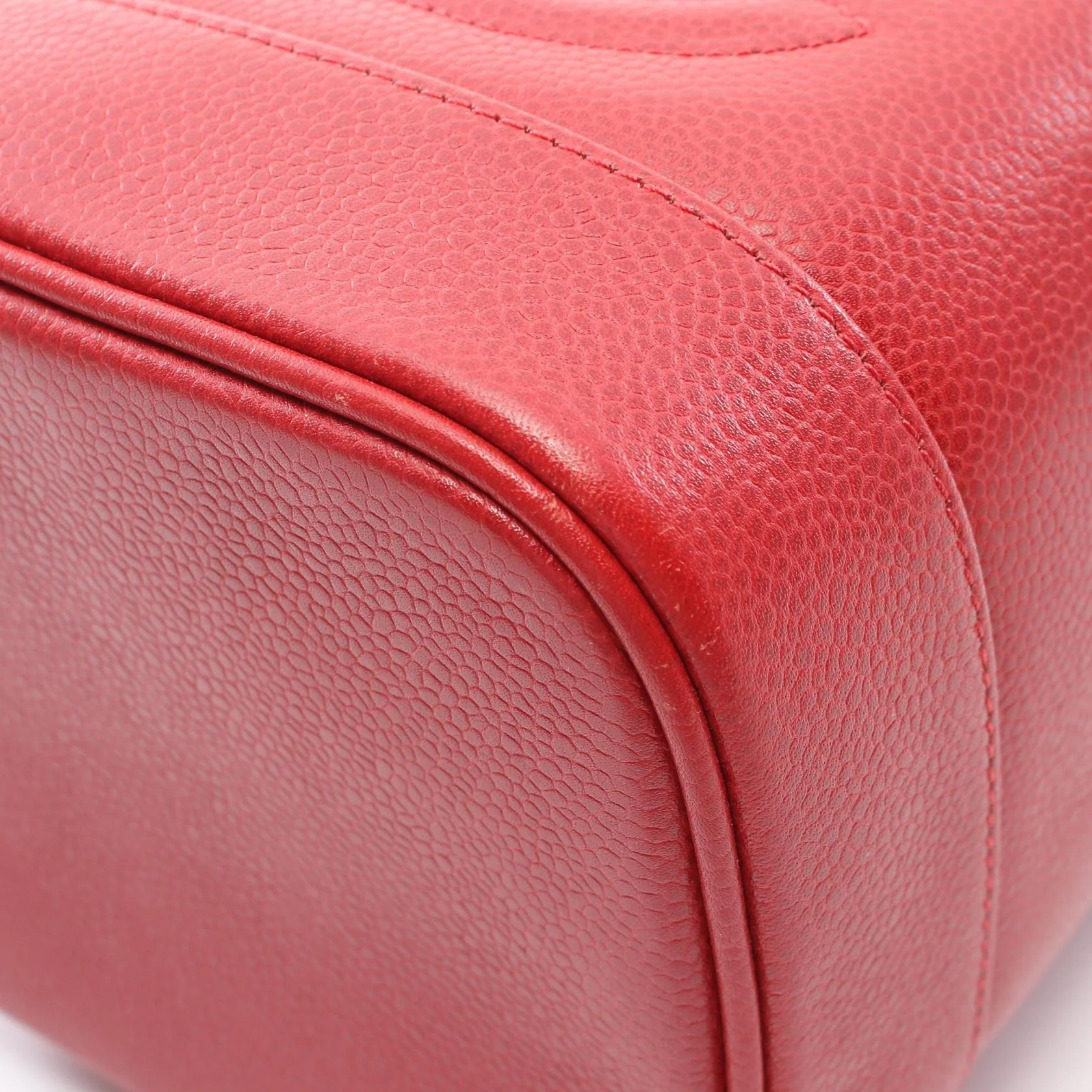 Chanel Caviar Skin Coco Mark Handbag Red